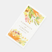 Rustic Yellow Flowers Waterverf Wedding Servet (Hoek)