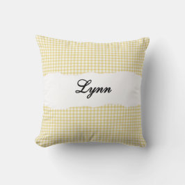 Rustic Yellow Gingham Personalized Name Kussen