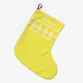 Rustic Yellow Gingham plaid Patrium douanenaam Grote Kerstsok (Voorkant (Hangend))