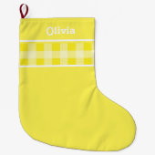 Rustic Yellow Gingham plaid Patrium douanenaam Grote Kerstsok (Voorkant)