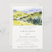 Rustic Yellow Green Countryside Hills Verloving Kaart (Voorkant / Achterkant)