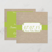 Rustic Yellow Green en Beige Burlap bewaren de dat Save The Date (Voorkant / Achterkant)