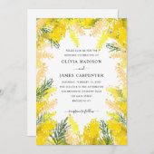 Rustic Yellow Greenery Floral Waterverf Wedding Kaart (Voorkant / Achterkant)