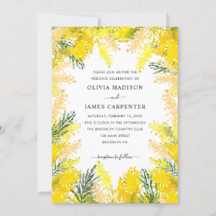 Rustic Yellow Greenery Floral Waterverf Wedding Kaart
