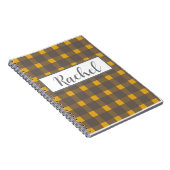 Rustic Yellow Grey Gingham Notitieboek (Rechterzijde)