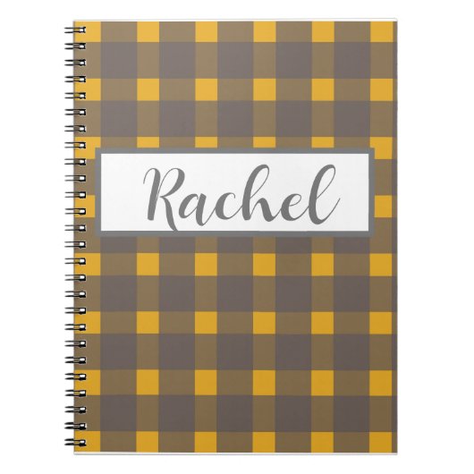 Rustic Yellow Grey Gingham Notitieboek (Voorkant)