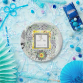 Rustic Yellow Grey Sunflower Wedding Papieren Bordje (Feest)