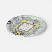 Rustic Yellow Grey Sunflower Wedding Papieren Bordje (Gekanteld)