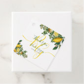 Rustic Yellow Lemon & Foliage Greenery Wedding Bedankjes Labels (In situ)