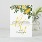 Rustic Yellow Lemon & Foliage Greenery Wedding Bedankkaart (Staand voorkant)