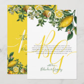 Rustic Yellow Lemon & Foliage Greenery Wedding Bedankkaart (Voorkant / Achterkant)
