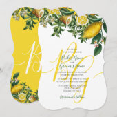 Rustic Yellow Lemon & Foliage Greenery Wedding Kaart (Voorkant / Achterkant)