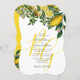 Rustic Yellow Lemon & Foliage Greenery Wedding Kaart