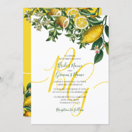 Rustic Yellow Lemon & Foliage Greenery Wedding Kaart