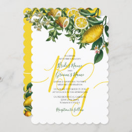 Rustic Yellow Lemon & Foliage Greenery Wedding Kaart