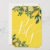 Rustic Yellow Lemon & Foliage Greenery Wedding Kaart (Achterkant)