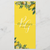 Rustic Yellow Lemon & Foliage Greenery Wedding Menu (Achterkant)
