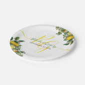 Rustic Yellow Lemon & Foliage Greenery Wedding Papieren Bordje (Gekanteld)