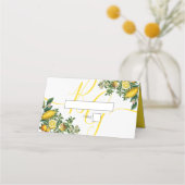 Rustic Yellow Lemon & Foliage Greenery Wedding Plaatskaartje (Voorkant)