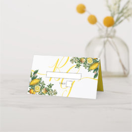 Rustic Yellow Lemon & Foliage Greenery Wedding Plaatskaartje