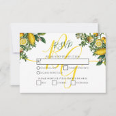 Rustic Yellow Lemon & Foliage Greenery Wedding RSVP Kaartje (Voorkant)