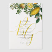 Rustic Yellow Lemon & Foliage Greenery Wedding Vellum Uitnodigingen (Voorkant)