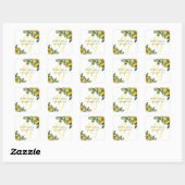 Rustic Yellow Lemon & Foliage Greenery Wedding Vierkante Sticker (Vel)
