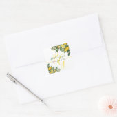 Rustic Yellow Lemon & Foliage Greenery Wedding Vierkante Sticker (Envelop)