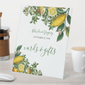 Rustic Yellow Lemon Greenery Wedding Cards & Gifts Reclamebord Met Voetstuk (Insitu)