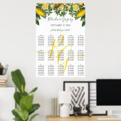 Rustic Yellow Lemon Greenery Wedding Seating Chart Poster (Thuiskantoor)