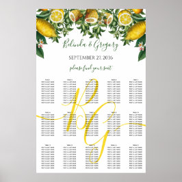 Rustic Yellow Lemon Greenery Wedding Seating Chart Poster