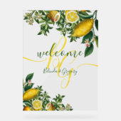 Rustic Yellow Lemon Greenery Wedding Welcome Sign Acryl Bord (Voorkant)