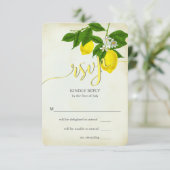 Rustic Yellow Lemons Floral Wedding RSVP (Staand voorkant)
