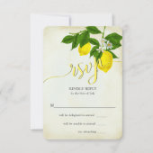Rustic Yellow Lemons Floral Wedding RSVP Kaartje (Voorkant)