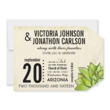 Rustic Yellow Limoen Succulent Typography Wedding