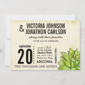 Rustic Yellow Limoen Succulent Typography Wedding Kaart (Voorkant)