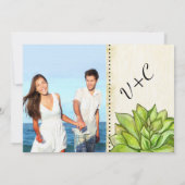 Rustic Yellow Limoen Succulent Typography Wedding Kaart (Achterkant)