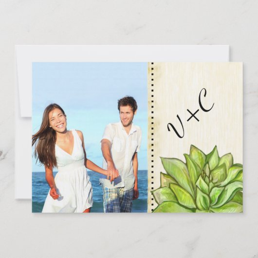 Rustic Yellow Limoen Succulent Typography Wedding Kaart (Achterkant)