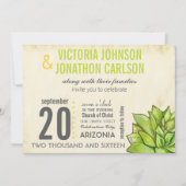 Rustic Yellow Limoen Succulent Typography Wedding Kaart (Voorkant)