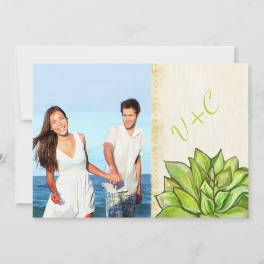 Rustic Yellow Limoen Succulent Typography Wedding Kaart (Achterkant)