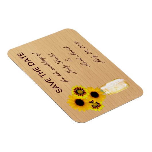 Rustic Yellow Mason Jar sparen de Datum Magnet Magneet (Rechterzijde)