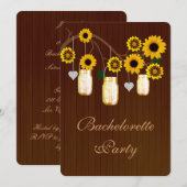 Rustic Yellow Mason Jars Bachelorette Party nodigt Kaart (Voorkant / Achterkant)