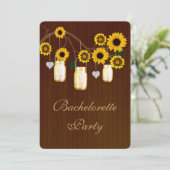 Rustic Yellow Mason Jars Bachelorette Party nodigt Kaart (Staand voorkant)