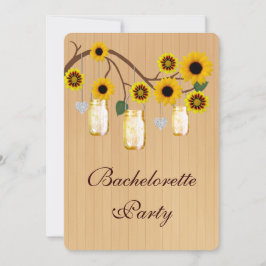 Rustic Yellow Mason Jars Bachelorette Party nodigt Kaart
