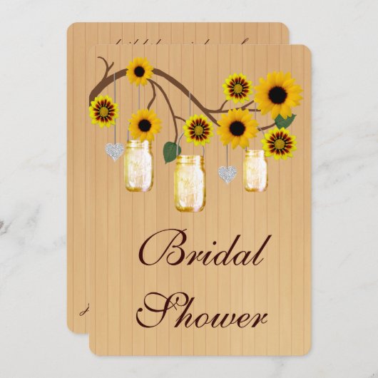 Rustic Yellow Mason Jars Bridal Shower Kaart (Voorkant / Achterkant)