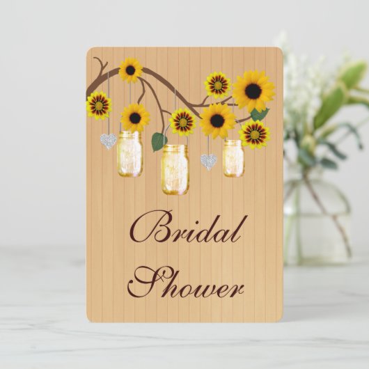 Rustic Yellow Mason Jars Bridal Shower Kaart (Staand voorkant)