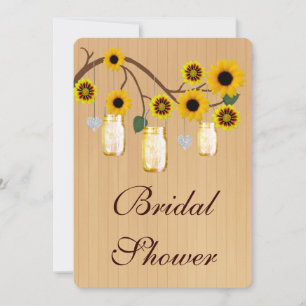 Rustic Yellow Mason Jars Bridal Shower Kaart