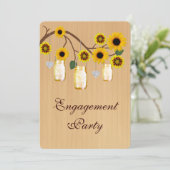 Rustic Yellow Mason Jars Engagement Party nodigt u Kaart (Staand voorkant)