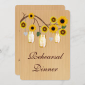 Rustic Yellow Mason Jars Rehearsal Dinner Invite Kaart (Voorkant / Achterkant)