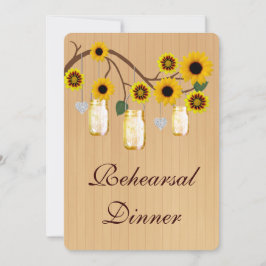 Rustic Yellow Mason Jars Rehearsal Dinner Invite Kaart